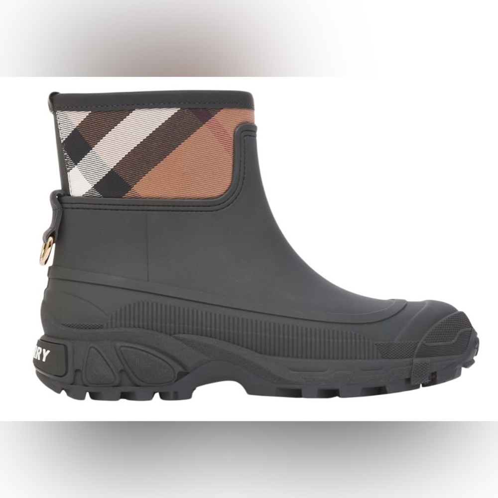 BURBERRY Eco Check Rubber Rainboots Rain Flat Ankle Boots. NEW SEASON!
